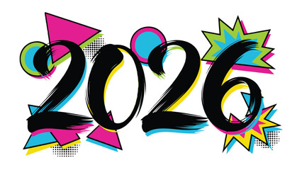 Year 2026: Bold and Vibrant Graphic. The number 2026 is shown in a stylish, colorful graphic design, perfect for highlighting future events.