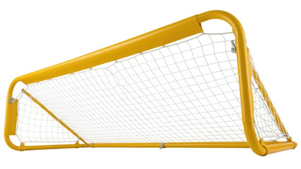 Isolated yellow soccer goal with netting for sport game on a neutral backdrop setting © Eva