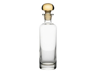 Isolated decanter featuring a glass container and stopper with a gilded top element