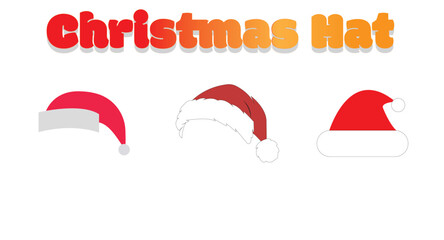 Set of Santa Claus Christmas Hat Vector Icons - Winter Holiday Headwear Collection