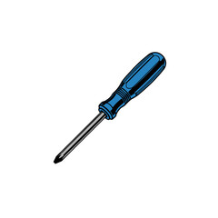 Blue handled Phillips head screwdriver, a common hand tool for fastening screws and performing repairs.
