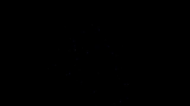 Bright blue firework explodes with many stars on black background. Perfect for New Year, 4th of July, or festive overlays. Isolated element - Powered by Adobe