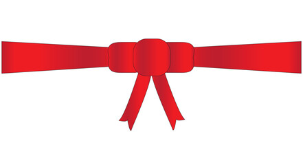 Elegant Red Christmas Ribbon and Bow Horizontal Banner or Page Border Vector
