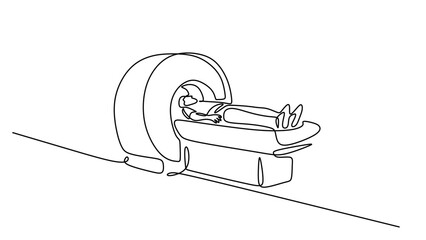 Continuous Line Drawing of a Patient in an MRI Machine