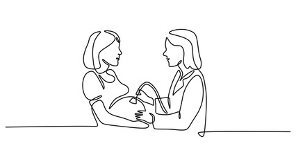Continuous Line Drawing of a Doctor Performing an Ultrasound Scan