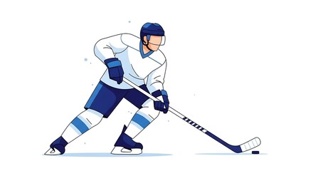 Fototapeta premium Ice Hockey Player in Action on White Background.