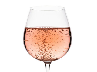 Isolated glass of bubbly rosé wine, pink champagne beverage for celebration and event