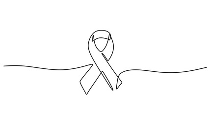 Minimalist Line Drawing of a Heart Shaped Awareness Ribbon
