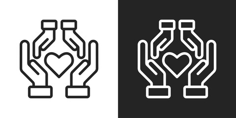 compassion Icon In Black And White Line Style