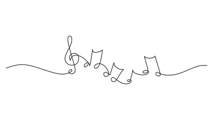 Single Line Art of a Musical Treble Clef Symbol