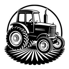Obraz premium tractor silhouette vector illustration , tractor vector 