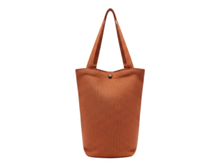 Isolated brown cotton tote bag for everyday use, reusable eco shopper, with handles, durable