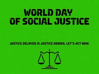 World Day of Social Justice text and scales of justice symbol
