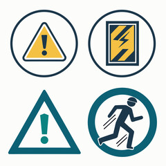 Minimal Industrial Safety Symbol Icon Set  White B Vector Icon Set