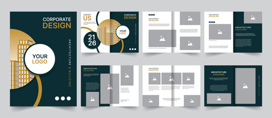 Corporate business marketing brochure or architecture portfolio brochure layout template design vector illustration