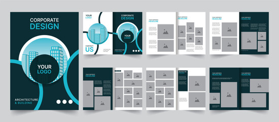 Architecture portfolio brochure or Corporate business marketing brochure layout template design vector illustration