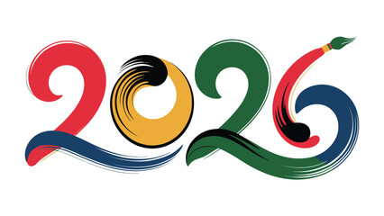 Vibrant 2026: A colorful and artistic representation of the year 2026, where each digit is designed with a unique brush stroke, symbolizing creativity and the forward march of time.