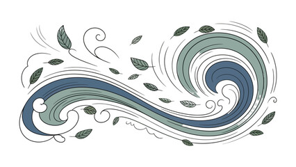 Whimsical Breeze: The wind gracefully dances, carrying leaves through an artistic swirl of colors, creating a dynamic visual representation of nature's playful energy.