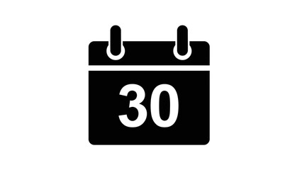 Calendar Date Icon – Bold Number 30 Day Planner Symbol