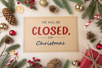 Christmas Day Closure Notice,Holiday Business Hours Update for December 25th,We Will Be Closed for Christmas Holiday,Store Closed December 25th: Merry Christmas,
