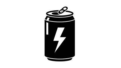 Energy Drink Can Icon – Beverage with Lightning Bolt Symbol