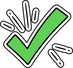 Hand Drawn Green Checkmark Sign of Approval and Success