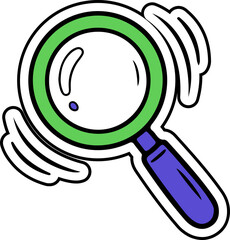 Vibrant Magnifying Glass Sticker for Digital Search Concept