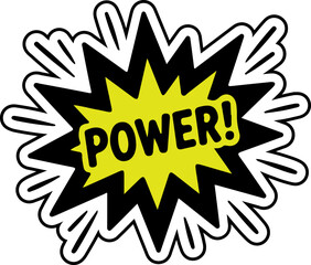 Dynamic Power Text in Comic Style Explosion Starburst Graphic