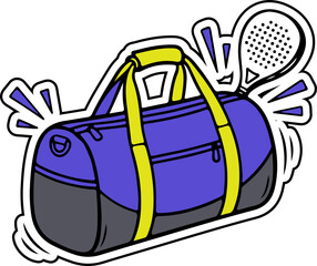 Cartoon Sports Bag with Paddle Racket Ready for Game
