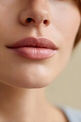 Fototapeta premium Close up of natural soft lips with subtle texture