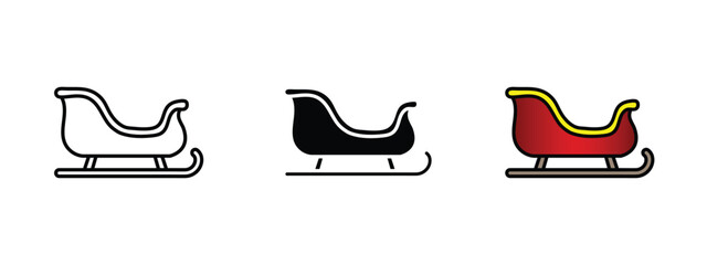 Obraz premium Set of 3 Santa sleigh icons in line
