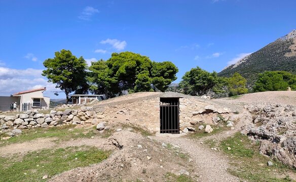 Photo of the archaeological site of Mycenae in Argolis, Greece. It is a listed UNESCO World Heritage Site, as the Mycenaeans played a vital role in Greek civilization.