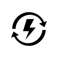 “Energy Recharge Icon – Power Cycle Lightning Bolt Vector Symbol”