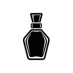 “Minimal Black Perfume Bottle Icon – Elegant Cosmetic Fragrance Vector”