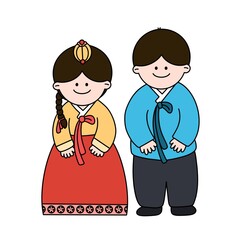 새해 설날 명절 인사 사람 캐릭터 라인드로잉(new year hanbok character line drawing)