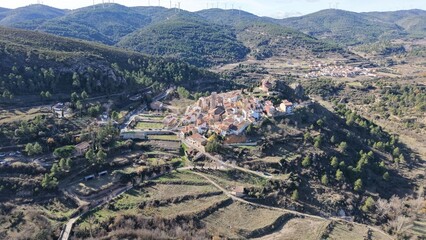 Andilla , Valencia , Espa&ntilde;a , panor&aacute;micas a&eacute;reas de la localidad