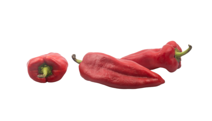 Fresh red peppers isolated on white background