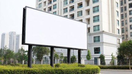 Obraz premium Blank Billboard in Urban Setting Ready for Advertisement Mockup, Real Estate and Commercial Opportunities