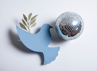 Peaceful Blue Dove Cutout with Olive Branch Symbolizing Hope and New Beginnings, A Symbol of Peace and Serenity, Ideal for Promoting Unity and Harmony, Inspiring and Uplifting