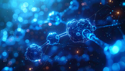 Abstract Neurons: A dynamic, digital representation of interconnected neurons against a cosmic backdrop, illustrating the intricate workings of the brain.