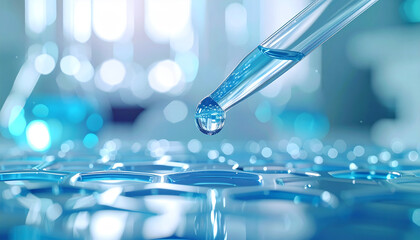 The Precision of Science: A captivating shot of a pipette dispensing a precise droplet of liquid, encapsulating the essence of scientific exploration and research. 