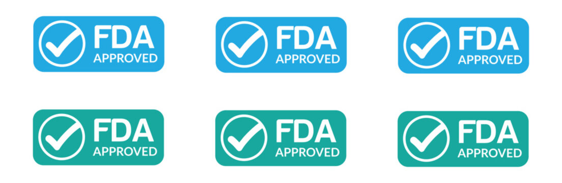 FDA approved certification seals fda approved stamp. FDA approved icon isolated on white background. Set icons colorful. FDA APPROVED Rubber Stamp Seal with an Outline and Text.