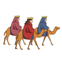 Three Wise Men riding camels