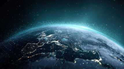 Detailed Globe Showing Europe and Africa with Glowing Lights in Space Illustration