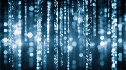 Digital Data Stream Background with Binary Code, Perfect for Technology and Innovation Concepts