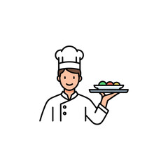 Friendly Cartoon Chef Character Holding a Plate of Food.