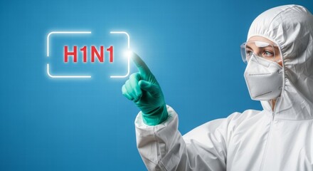 Healthcare professional interacting with h1n1 digital interface