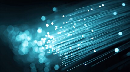 Fiber Optic Cables Transmitting Data Signals, High-Speed Connectivity and Futuristic Technology, Telecommunications Industry