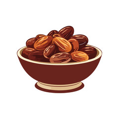  Dates Bowl Natural Sweet Dried Fruit Illustration , Ramadan