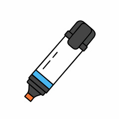 Angled View of a Blue and Orange Highlighter Marker